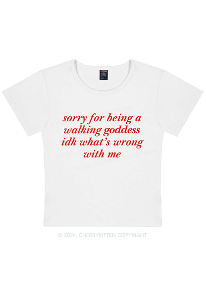 Curvy Sorry For Being A Walking Godness Y2K Baby Tee Cherrykitten