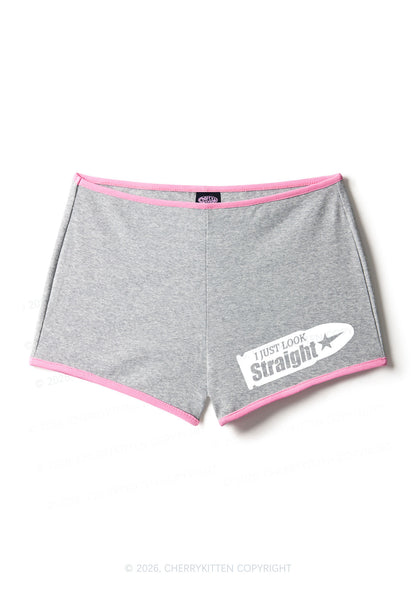 I Just Look Straight Pride Y2K Booty Shorts Cherrykitten