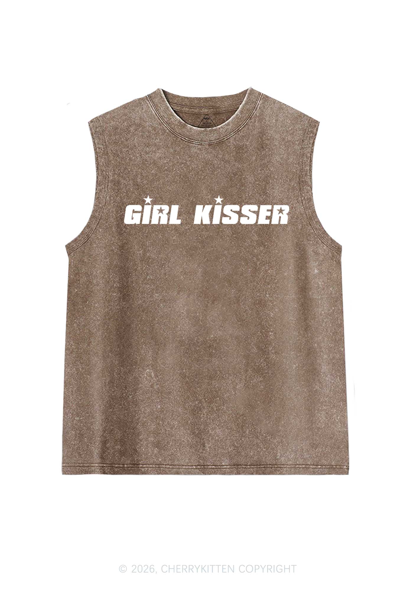 Girl Kisser Star Pride Y2K Washed Muscle Tank Cherrykitten
