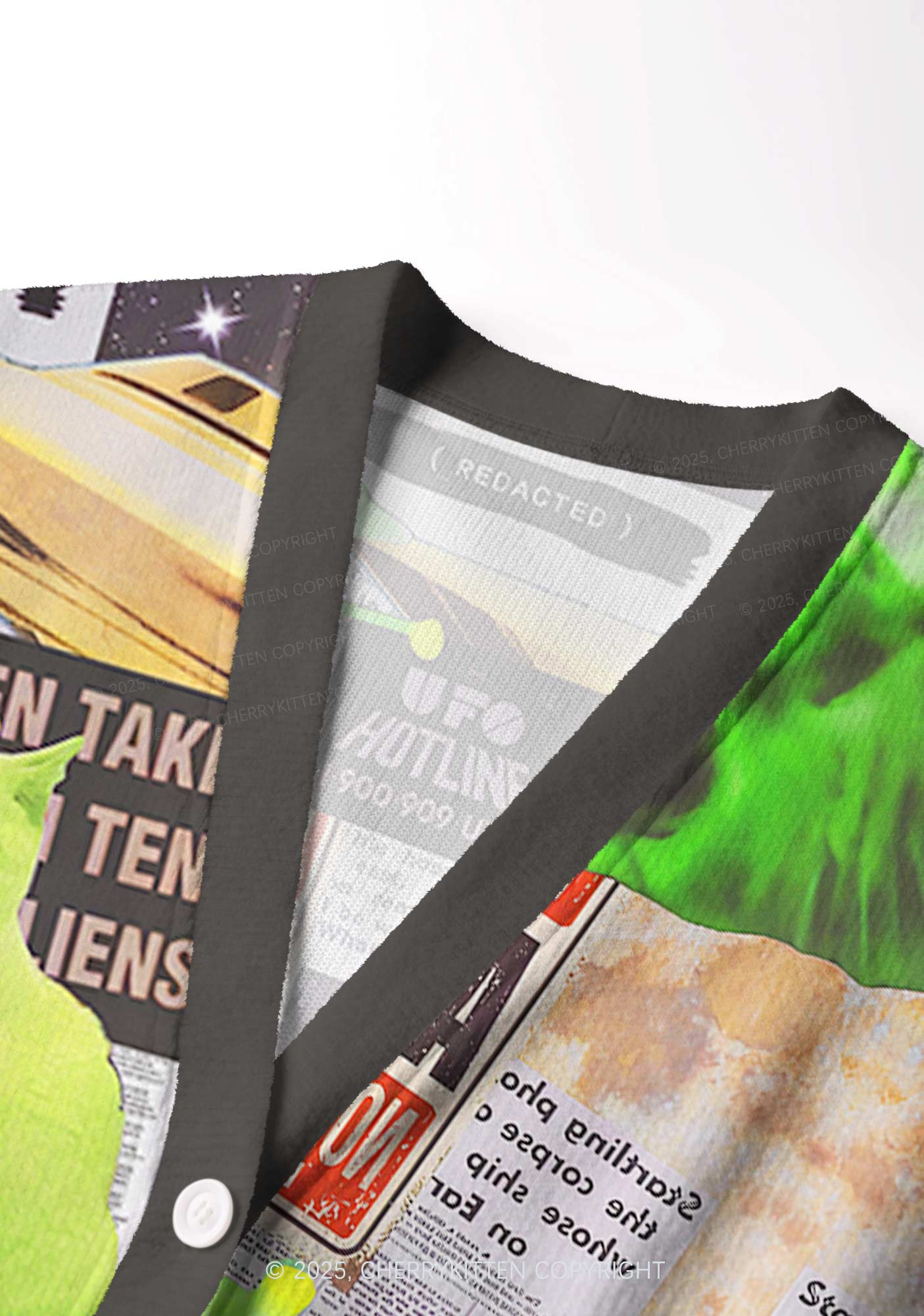 Grey Alien Kitten Y2K Christmas Cardigan Knit Sweatshirt Cherrykitten