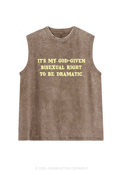 God Given Bisexual Right Pride Y2K Washed Muscle Tank Cherrykitten