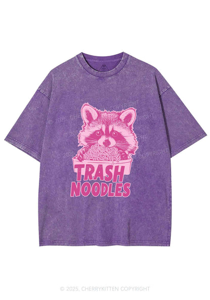 Raccoon Trash Noodles Y2K Shirts Washed Tee Cherrykitten