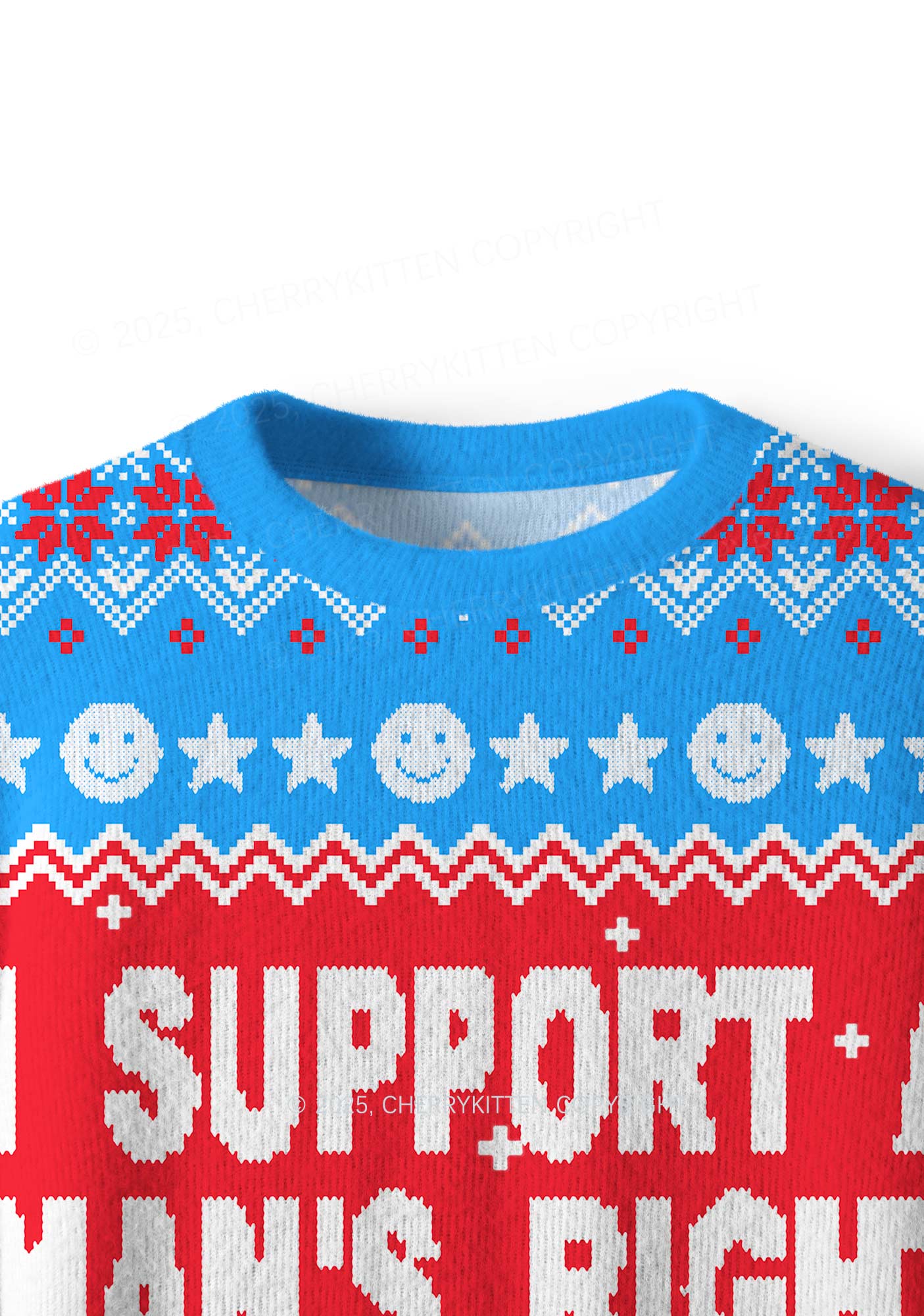I Support A Mans Right Y2K Christmas Knit Sweatshirt Cherrykitten