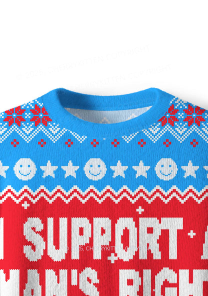 I Support A Mans Right Y2K Christmas Knit Sweatshirt Cherrykitten