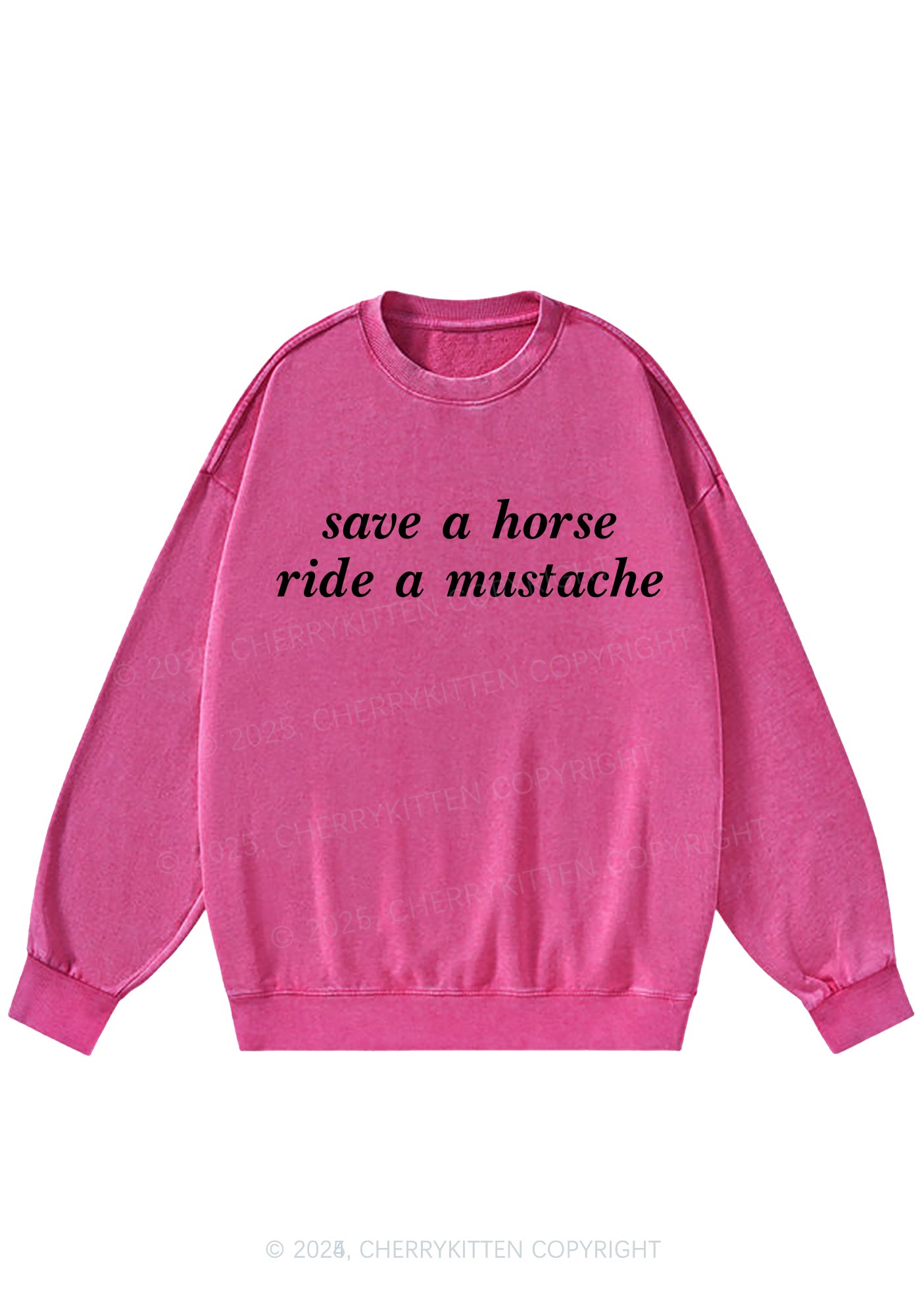 Ride A Mustache Y2K Washed Sweatshirts Cherrykitten