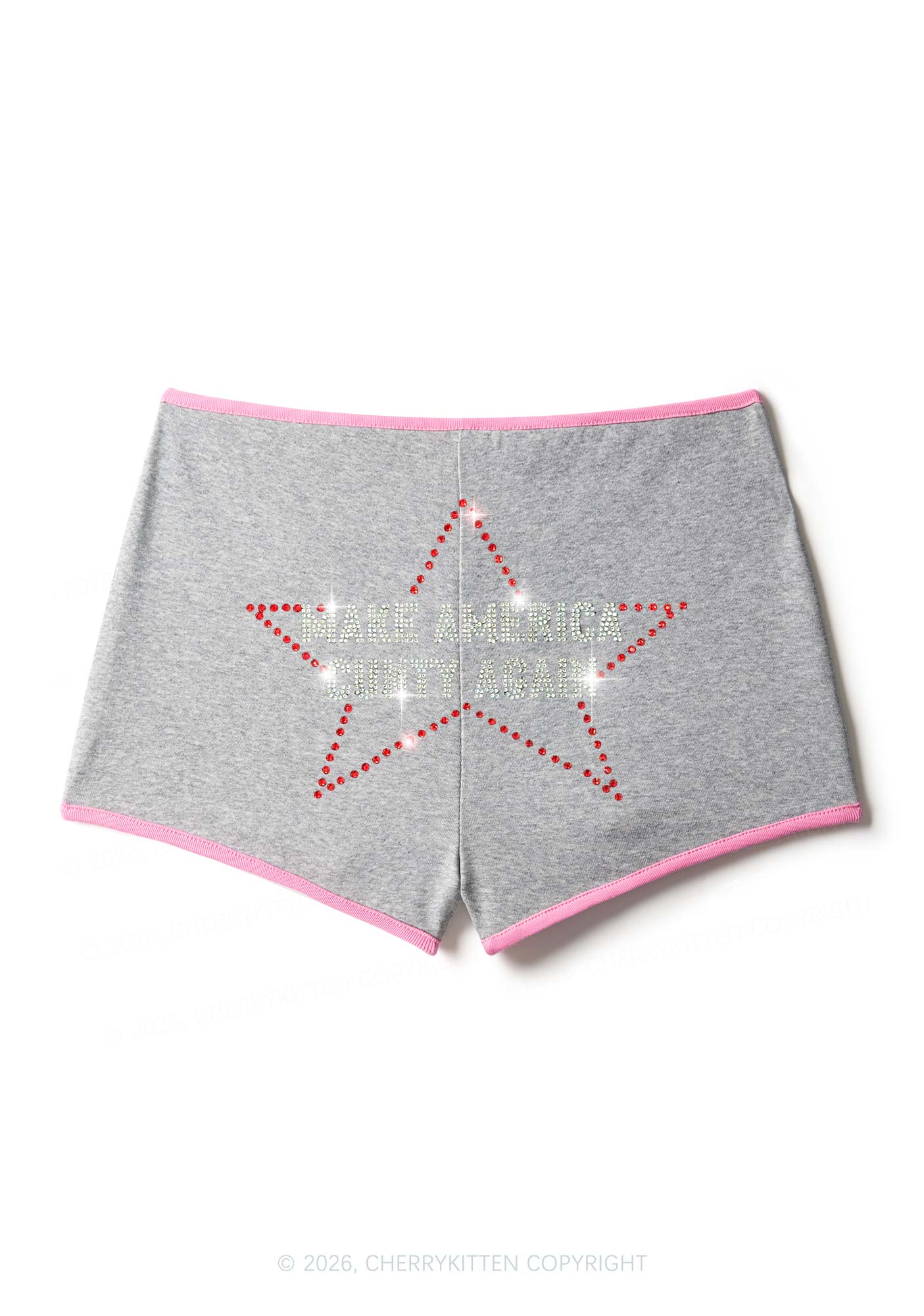 Rhinestone Make America Cxxty Again Y2K Booty Shorts Cherrykitten
