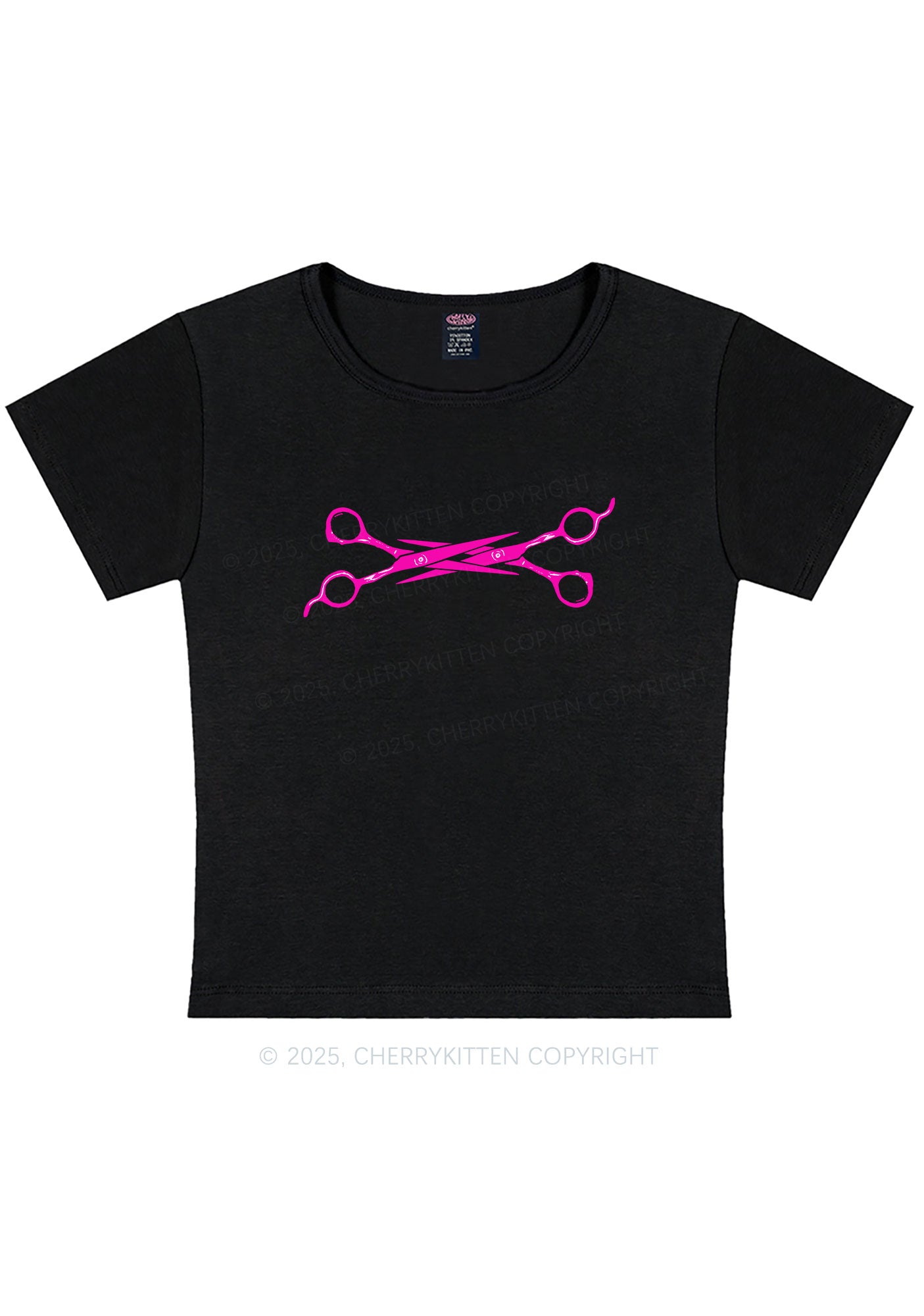 Curvy Pink Scissor Pride Y2K Baby Tee Cherrykitten