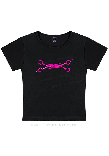 Curvy Pink Scissor Pride Y2K Baby Tee Cherrykitten