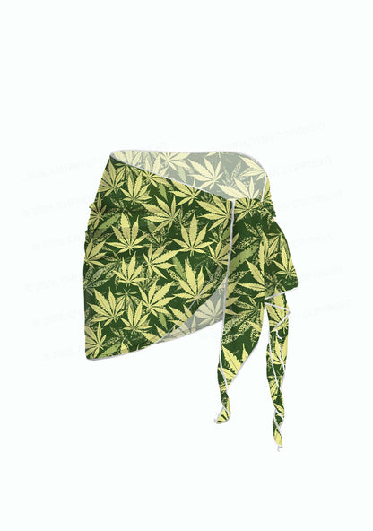 Green Wxxd Leaf Y2K Print Bikini Set Cherrykitten