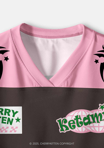 Custom Pink Ketamxxe Y2K Crop Sport Jersey Shirts Cherrykitten