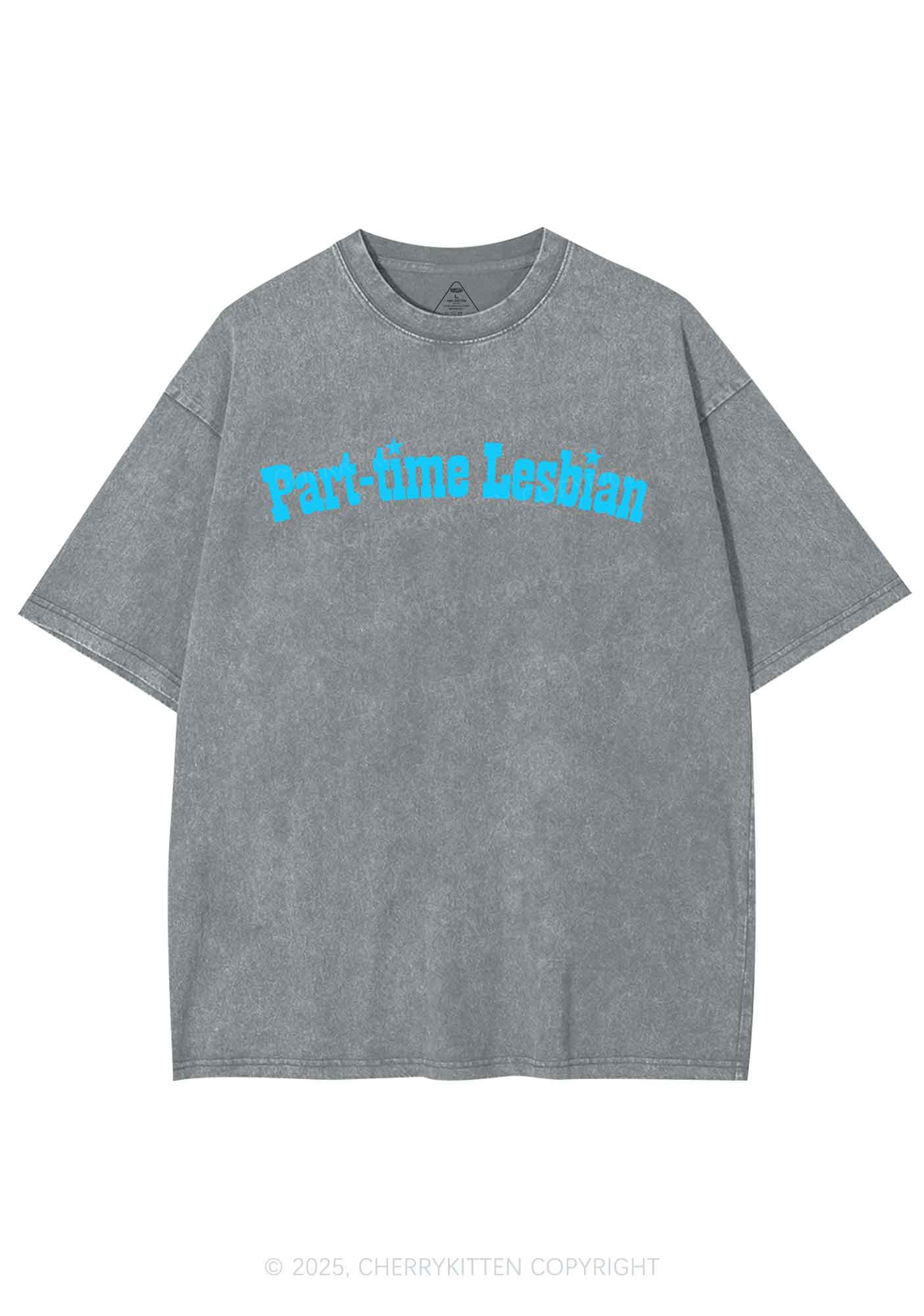 Part Time Lesbian Pride Y2K Shirts Washed Tee Cherrykitten