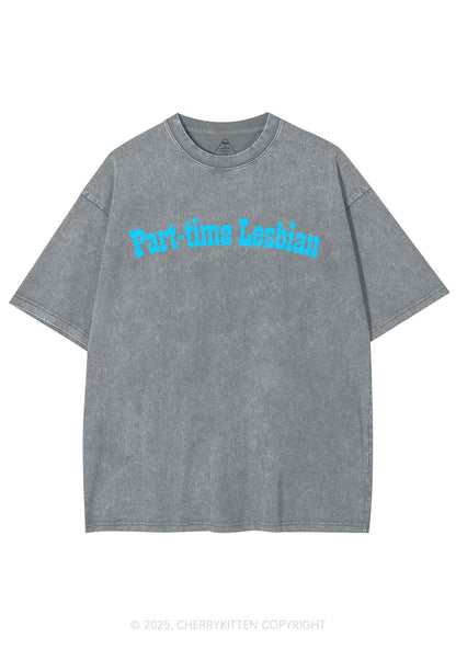Part Time Lesbian Pride Y2K Shirts Washed Tee Cherrykitten