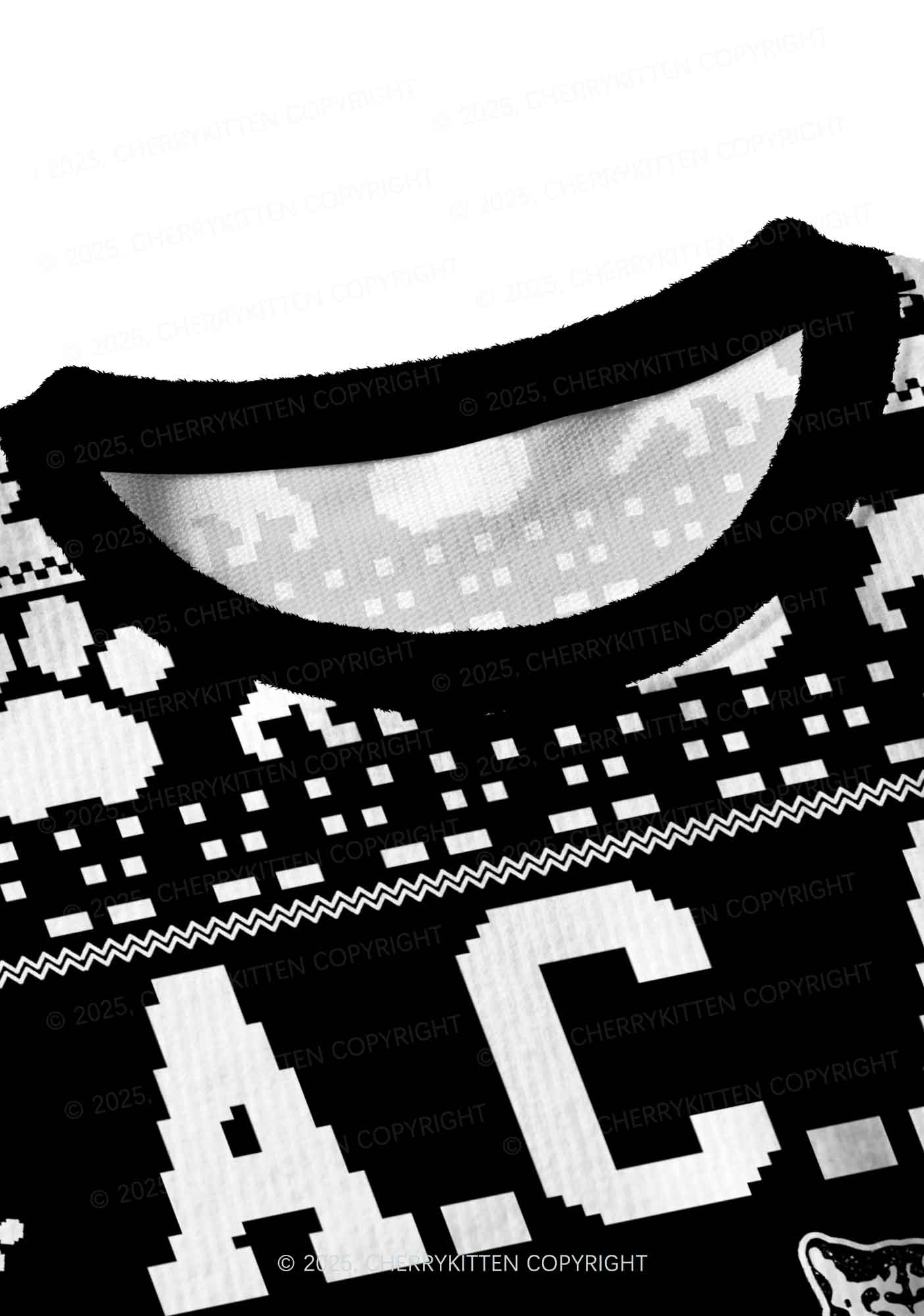 Black ACAB Cats Y2K Christmas Crop Knit Sweatshirt Cherrykitten