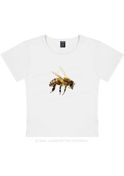 Curvy Flying Bee Y2K Baby Tee Cherrykitten