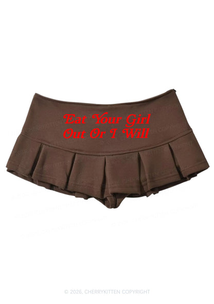 Eat Your Girl Out Y2K Mini Pleated Skirts Cherrykitten