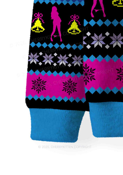 Blue Totally Slxt Y2K Christmas Knit Sweatshirt Cherrykitten