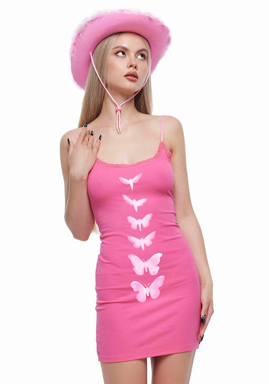 Fantasy Butterfly Y2K Lace Slip Dress Cherrykitten