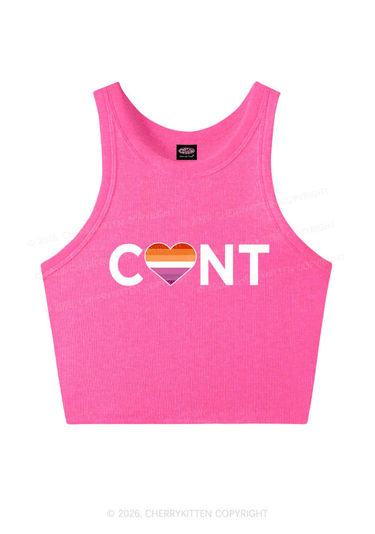 Lesbian Heart Cxxt Pride Y2K Crop Tank Top Cherrykitten