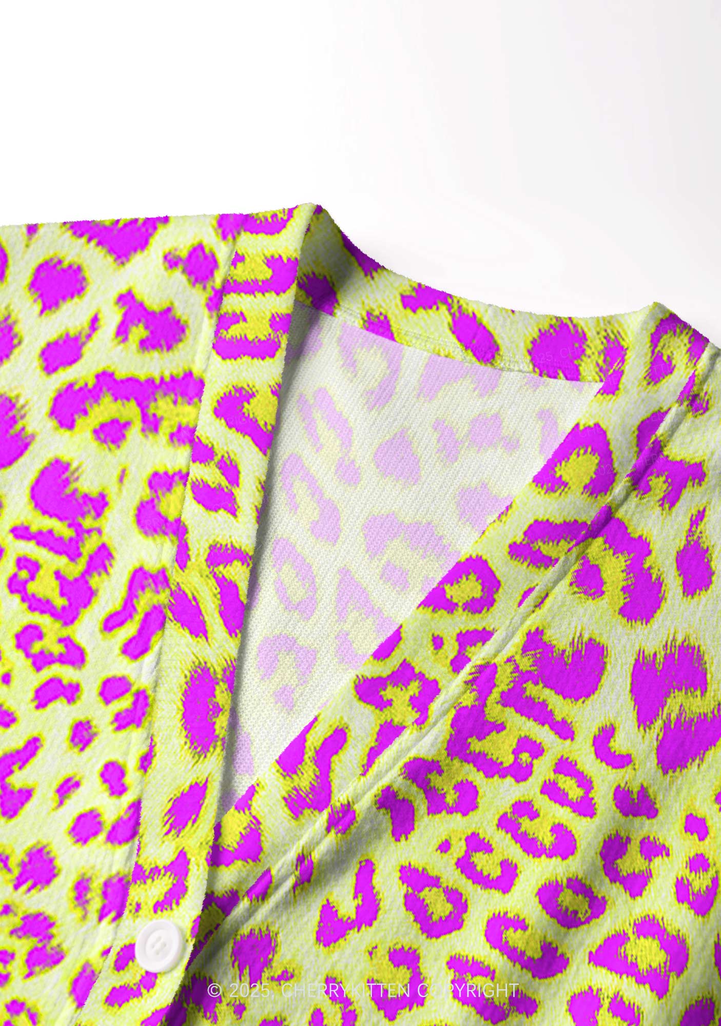 Yellow Leopard Y2K Christmas Cardigan Knit Sweatshirt Cherrykitten