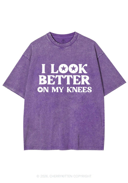 I Look Better On My Knees Y2K Shirts Washed Tee Cherrykitten