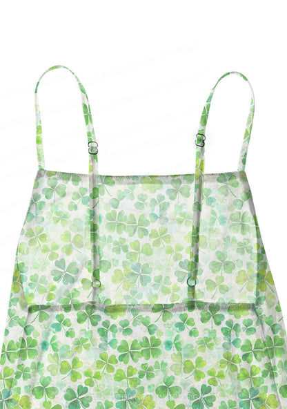 Green Shamrock Y2K Mesh Slip Dress Cherrykitten