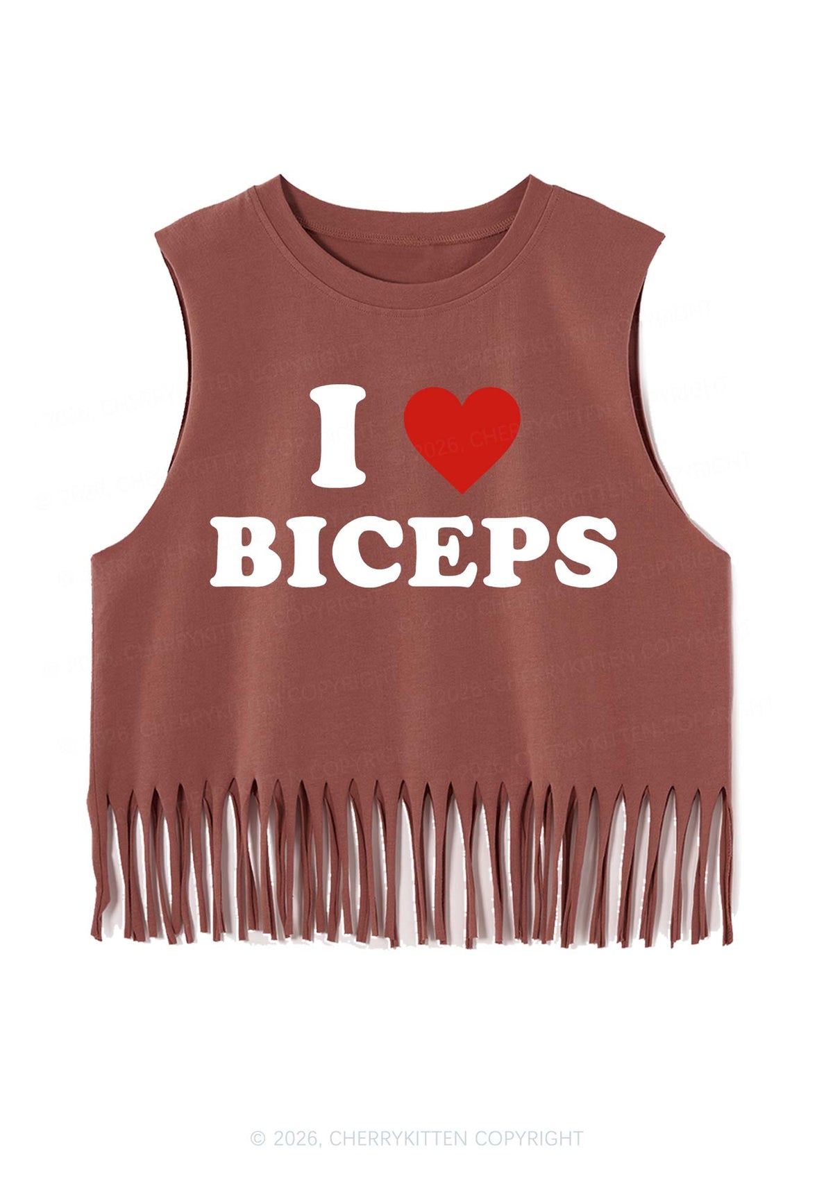 I Love Biceps Y2K Fringe Tank Top Cherrykitten