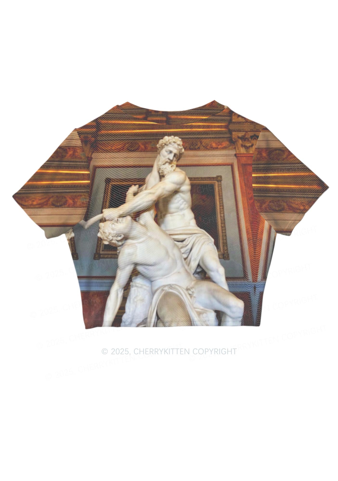 Statue Showdown Y2K Mesh Crop Top Cherrykitten