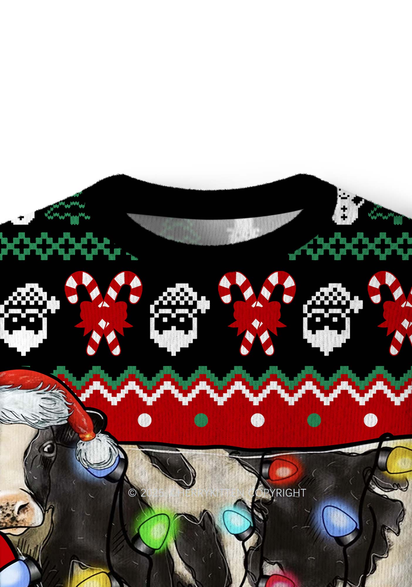 Glitter Cow Y2K Christmas Knit Sweatshirt Cherrykitten