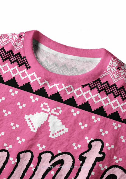 Pink Cxxt Star Y2K Christmas Knit Sweatshirt Cherrykitten