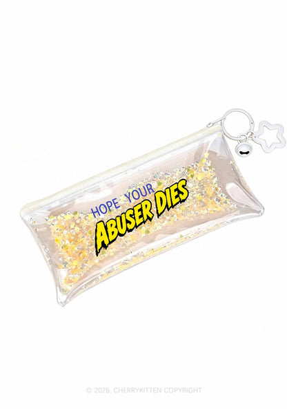 Hope Your Abuser Dies Y2K Quicksand Transparent Pencil Pouch Cherrykitten