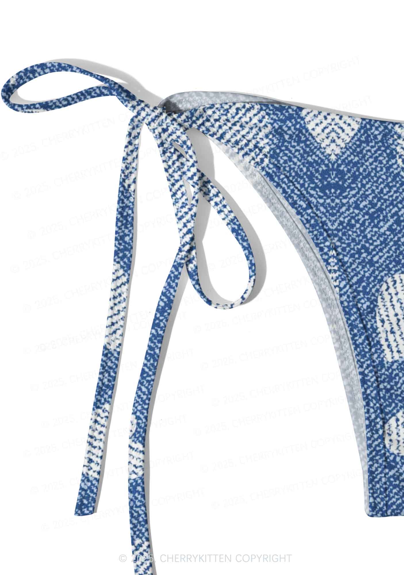Denim Heartbeat Y2K Print Bikini Set Cherrykitten