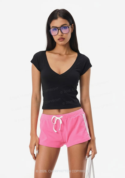 Plain Y2K V Neck T Shirts Cherrykitten
