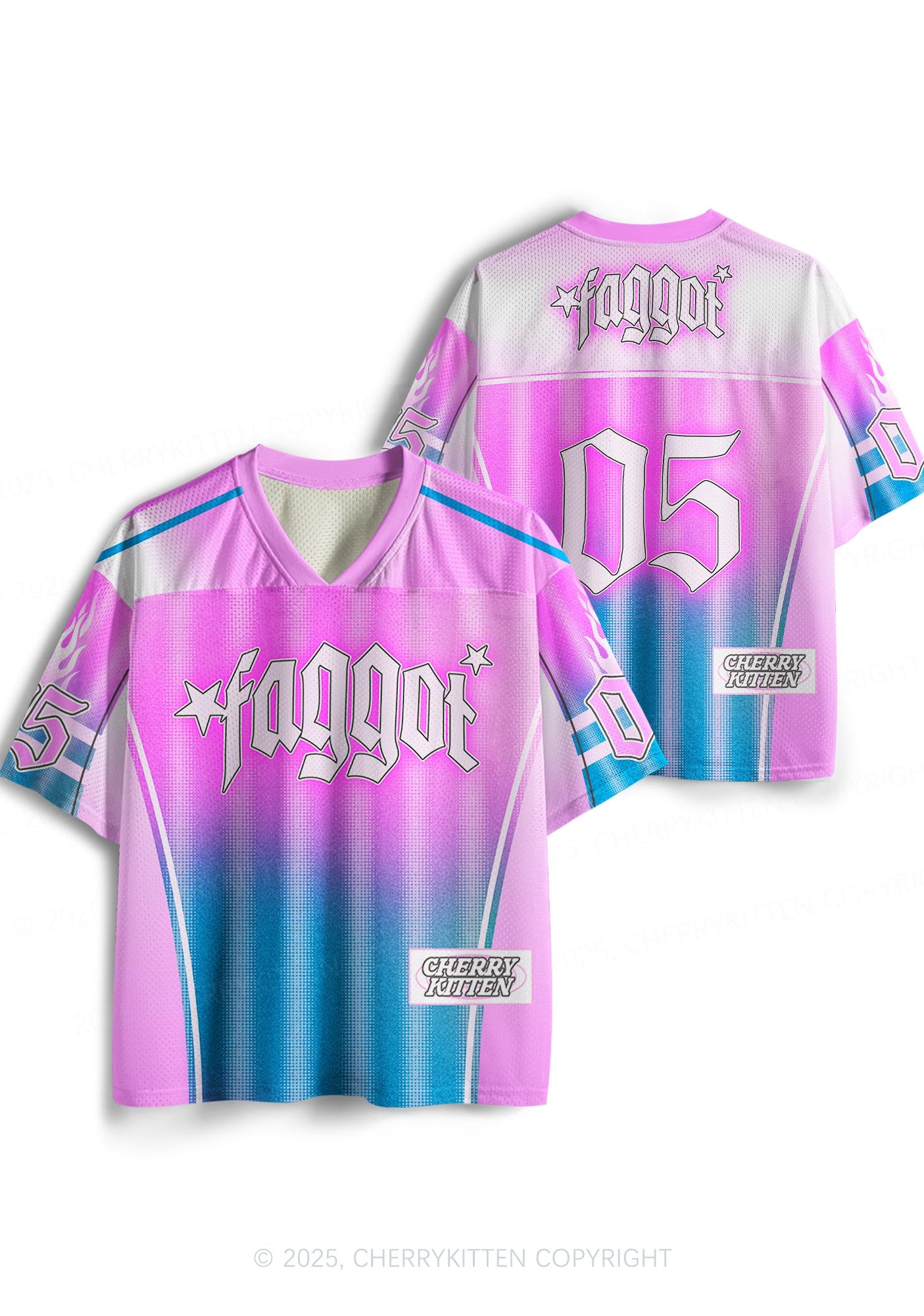 Custom Blue Gradient Faggot Pride Y2K Sport Jersey Shirts Cherrykitten