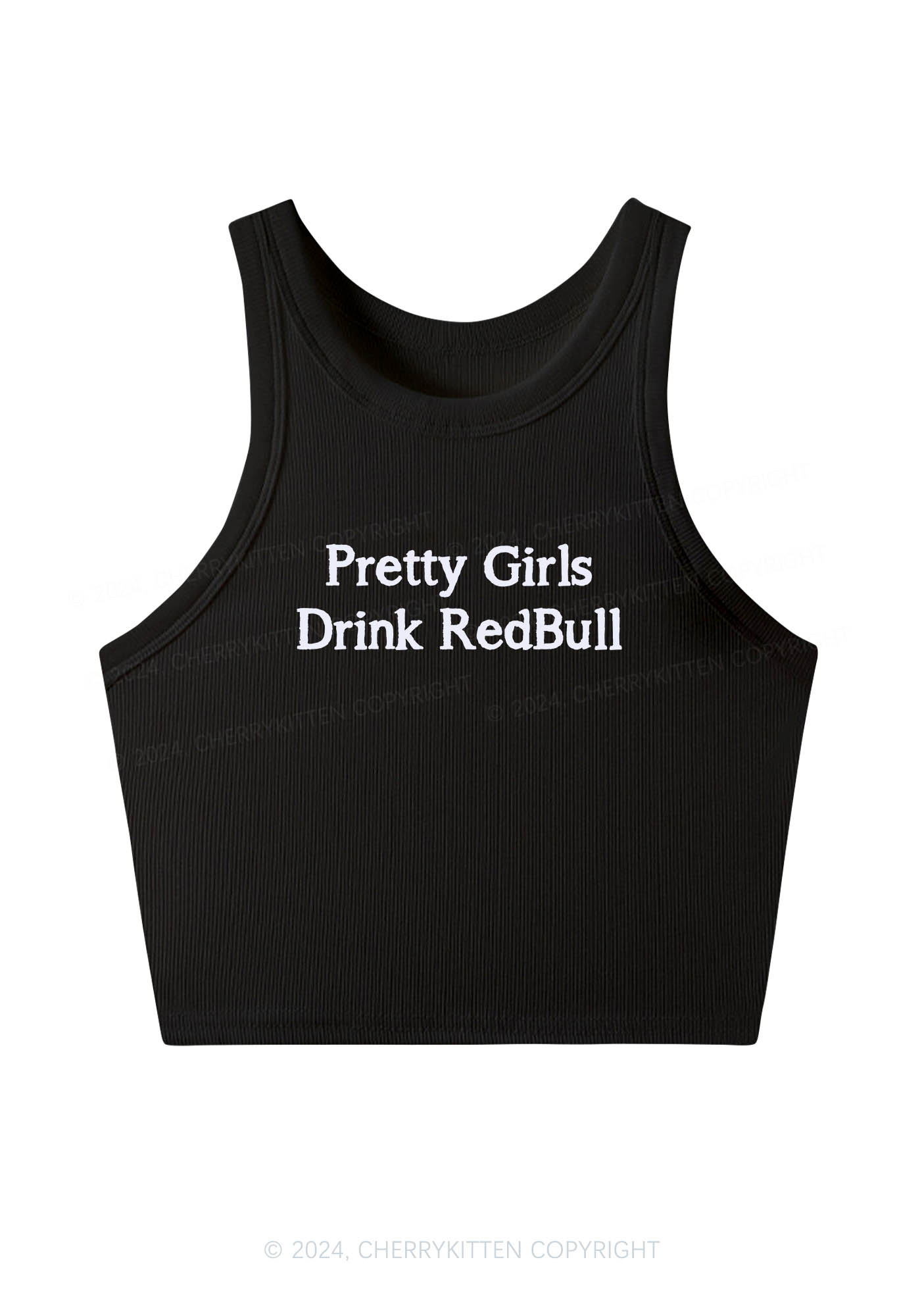 Pretty Girls Drink Redbull Y2K Crop Tank Top Cherrykitten