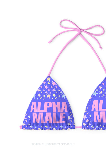 Purple Alpha Male Y2K Print Bikini Set Cherrykitten
