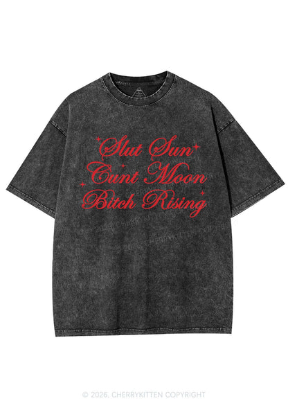 Slxt Sun Cxxt Moon Bxtch Rising Y2K Shirts Washed Tee Cherrykitten