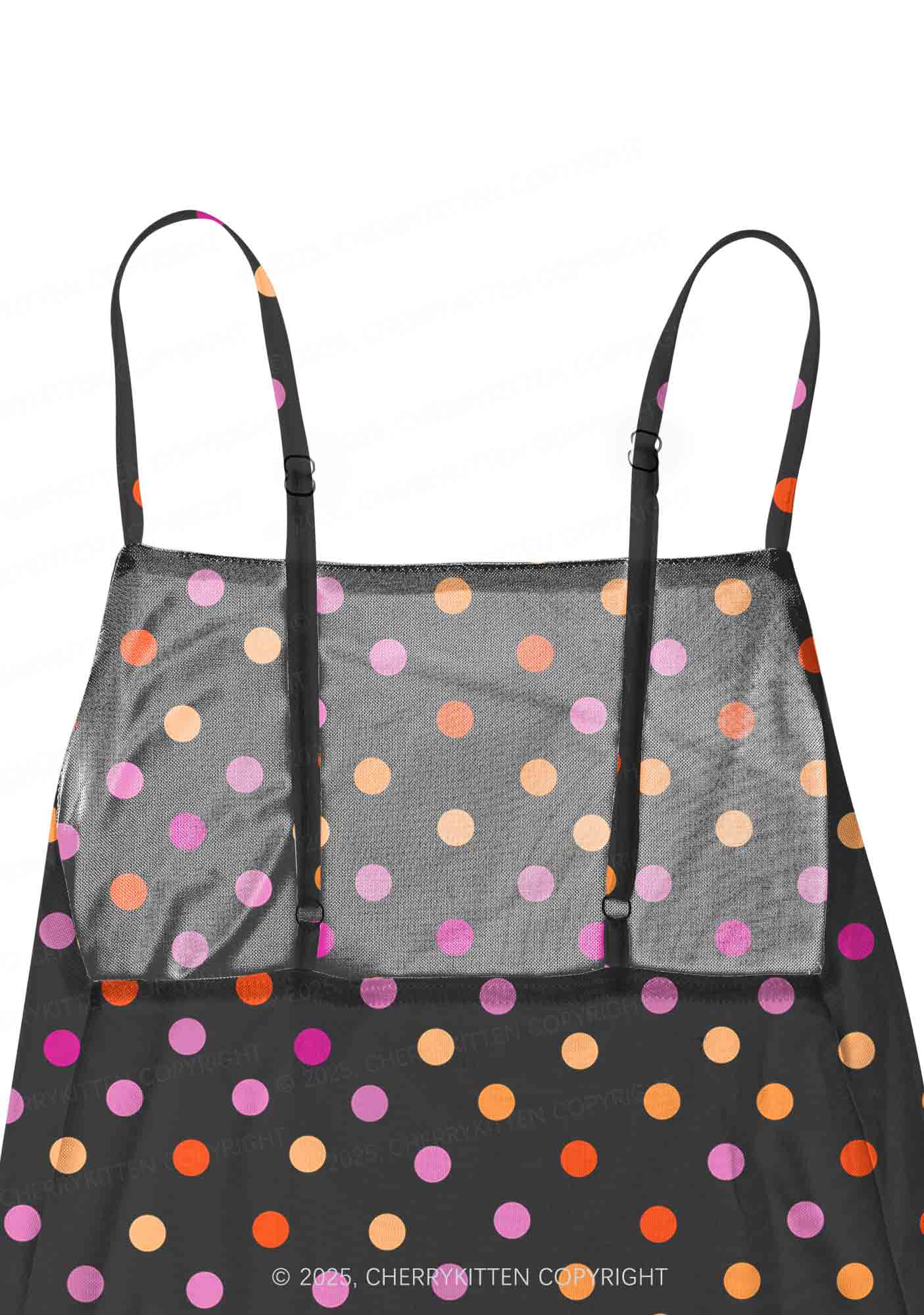 Lesbian Dots Pride Y2K Mesh Slip Dress Cherrykitten