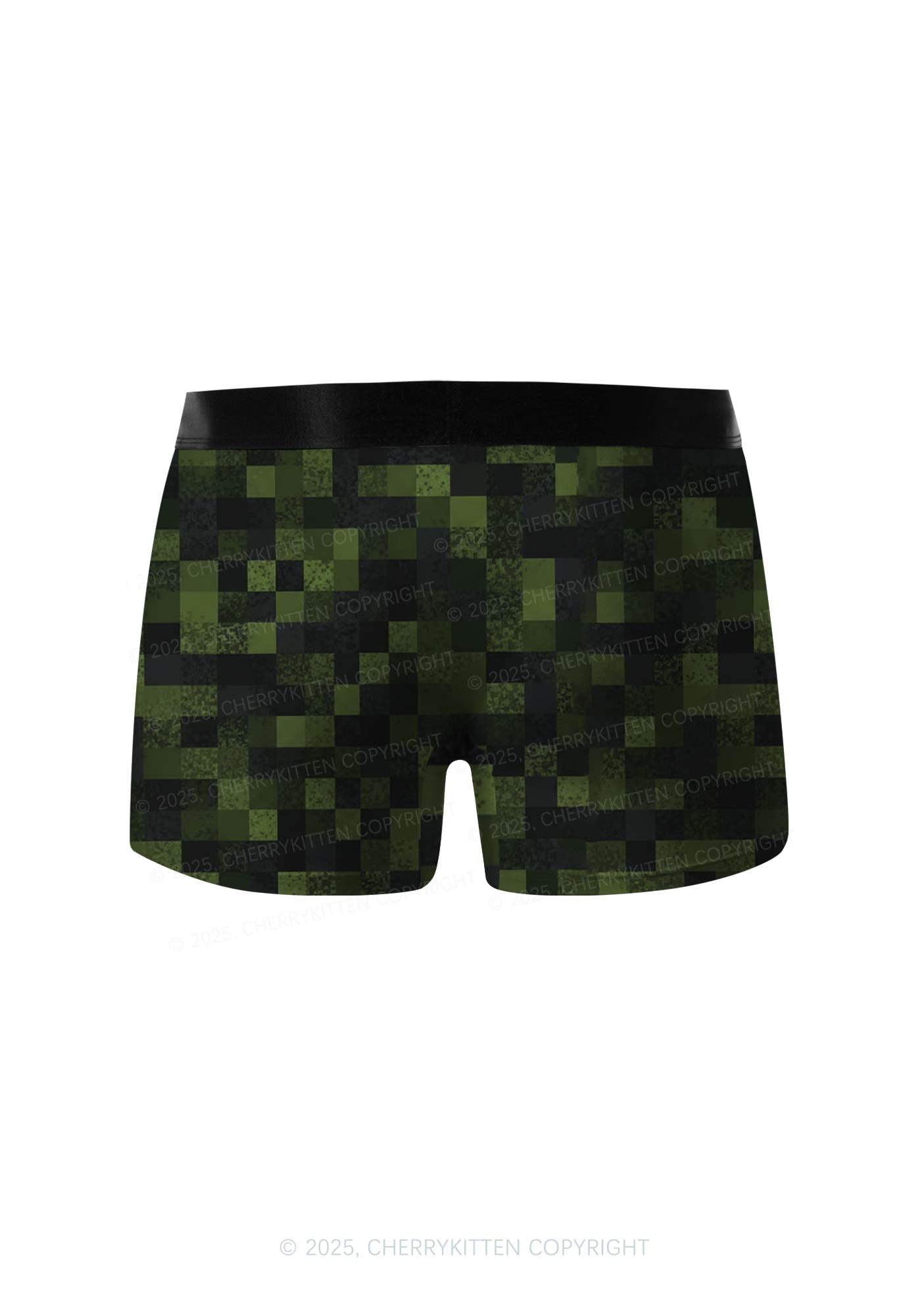 Pixelated Camo Green Y2K Print Men Boxer Briefs Cherrykitten