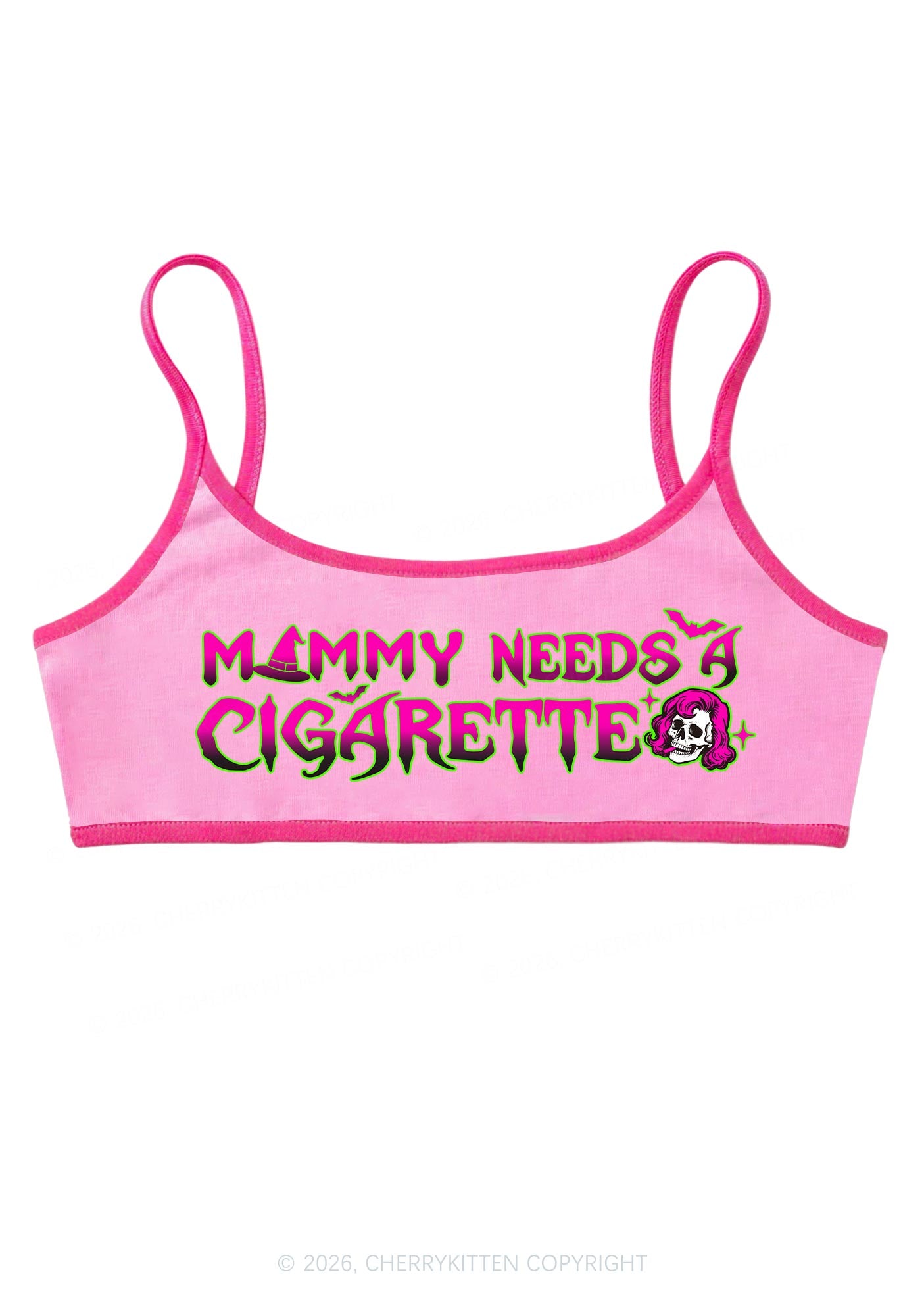 Halloween Witch Mommy Needs Cigarette Y2K Super Crop Cami Cherrykitten