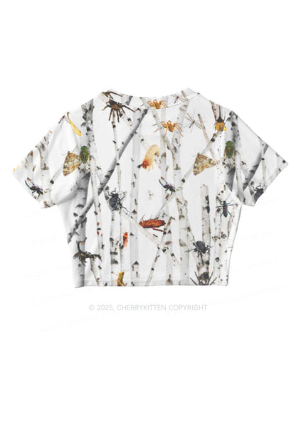 Insects On Birch Y2K Mesh Crop Top Cherrykitten