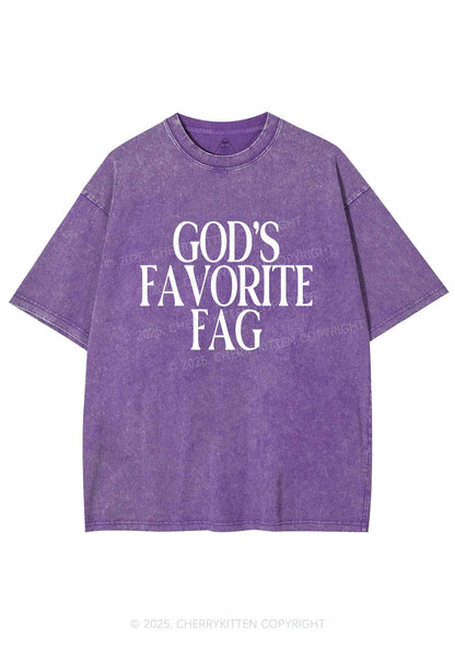 Gods Favorite Fag Pride Y2K Shirts Washed Tee Cherrykitten