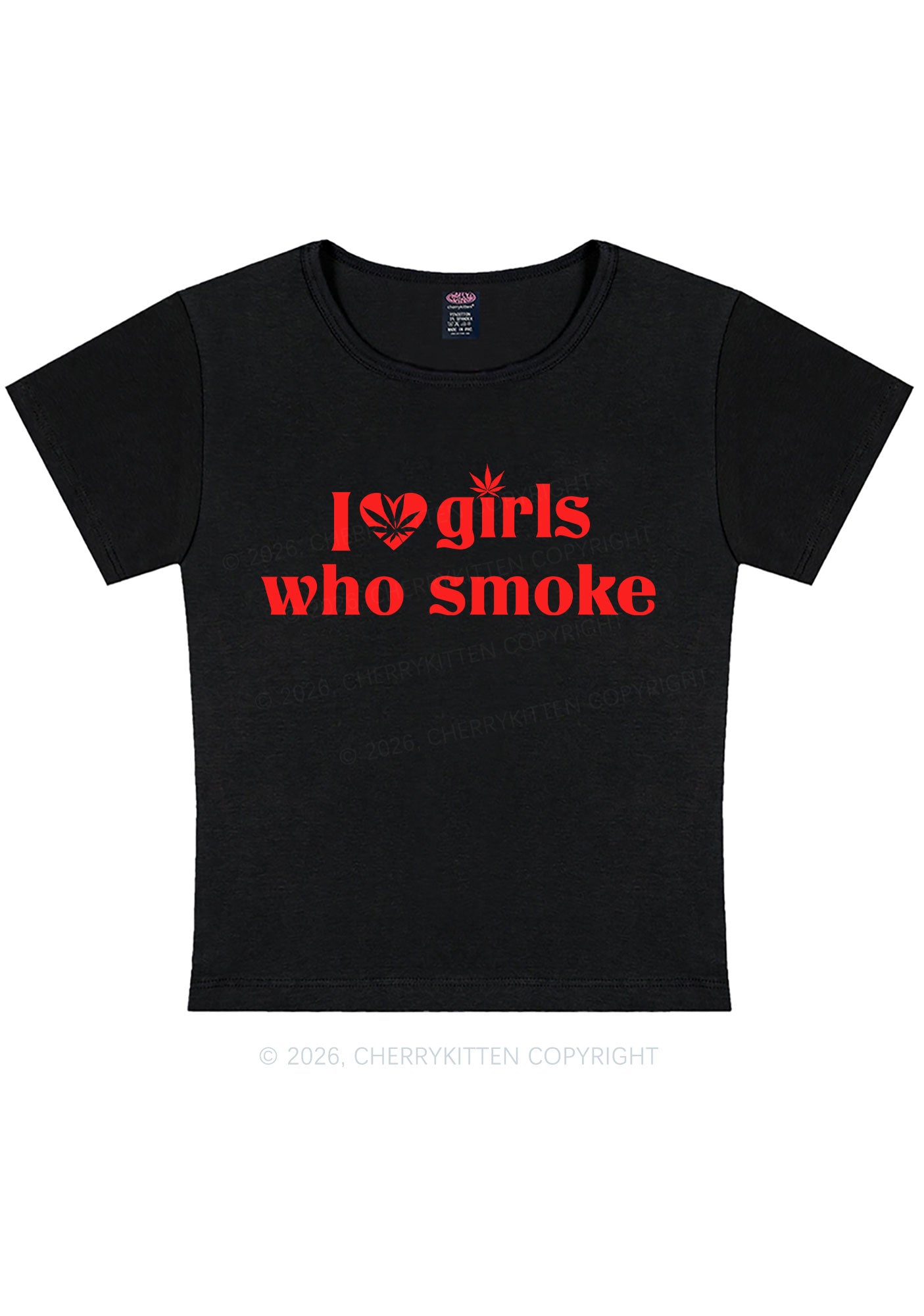 I Love Girls Who Smoke Y2K Baby Tee Cherrykitten