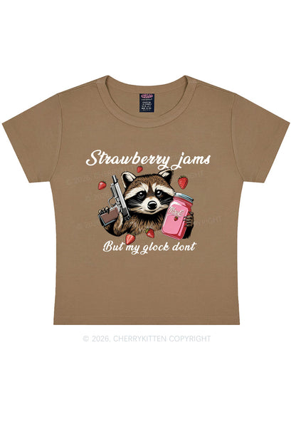 Strawberry Jams Raccoon Y2K Baby Tee Cherrykitten