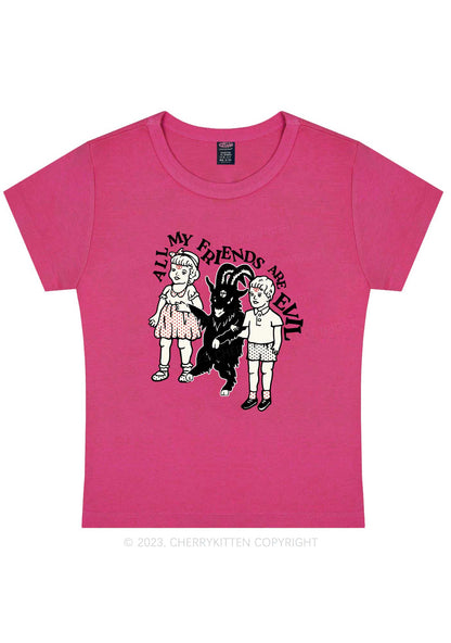 Curvy My Friends Are Evil Y2K Baby Tee Cherrykitten