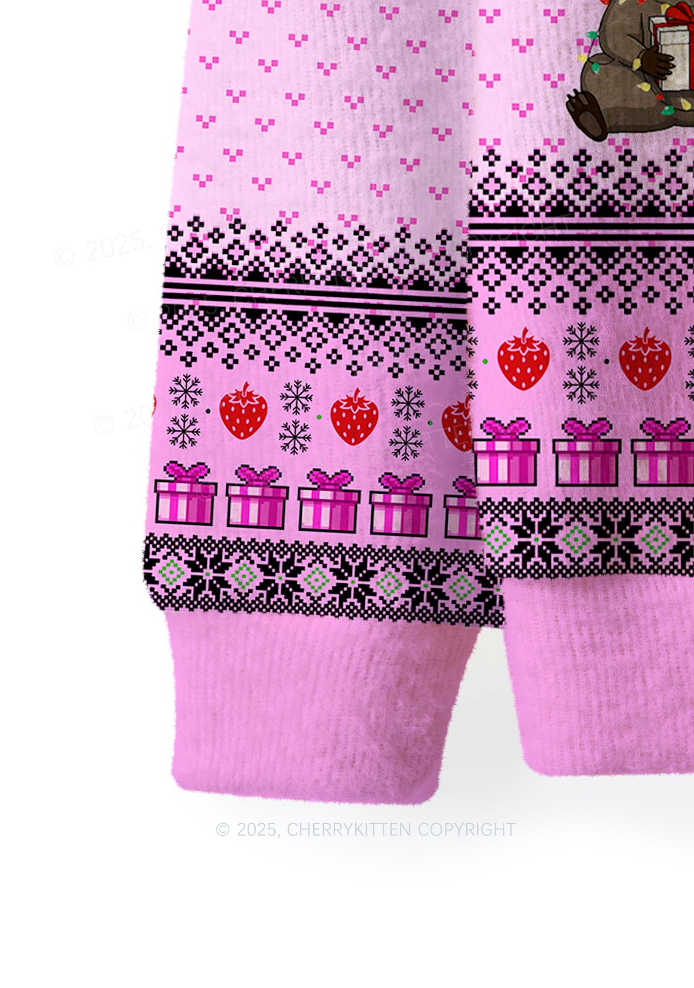 Santa Raccoons Y2K Christmas Knit Sweatshirt Cherrykitten