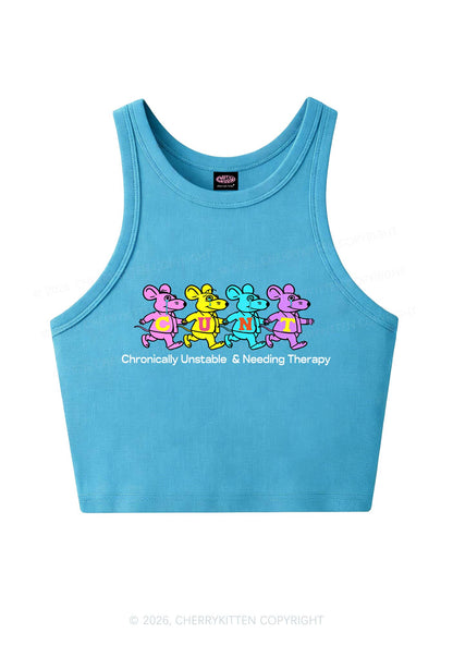 Chronically Unstable Needing Therapy Y2K Crop Tank Top Cherrykitten