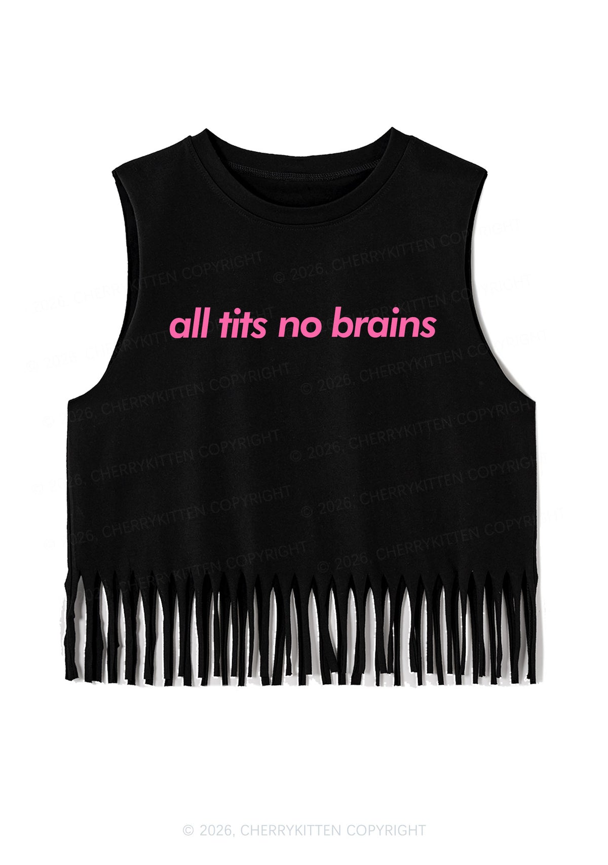 All Txts No Brains Y2K Fringe Tank Top Cherrykitten