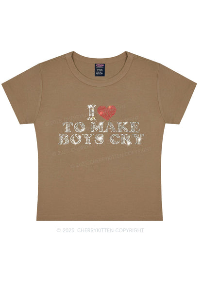 Rhinestone Love To Make Boys Cry Y2K Baby Tee Cherrykitten