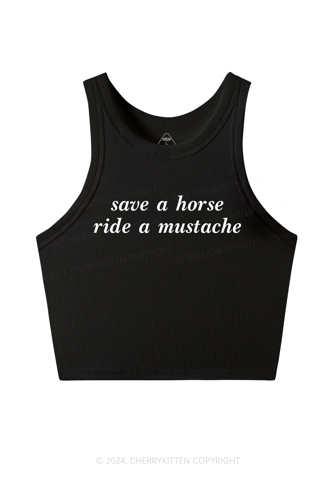 Ride A Mustache Y2K Crop Tank Top Cherrykitten