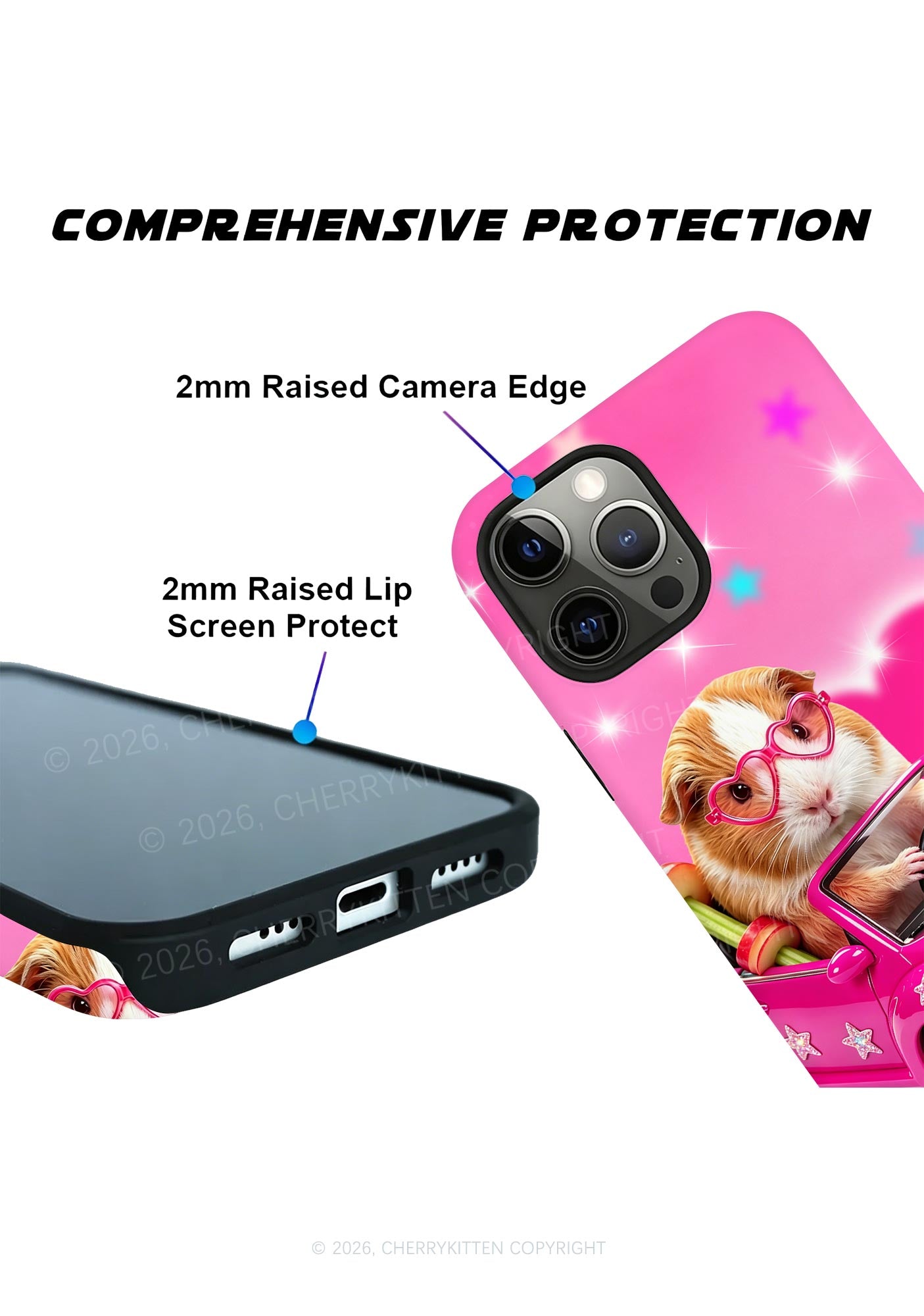 Pink Car Guinea Pig Y2K Phone Case Cherrykitten